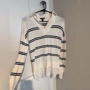 Hilary Radley Cream and Black Striped Top